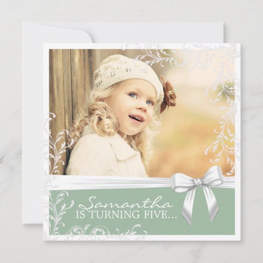  uitnodiging voor een roze en groene verjaardag (Voorkant)