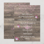 Uitnodiging voor een -roze vlinder bruiloft (Voorkant / Achterkant)