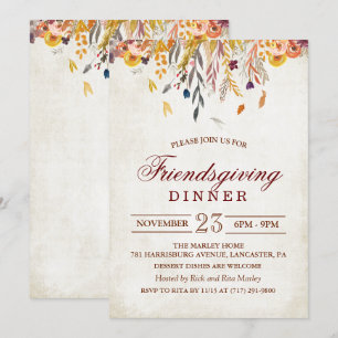 Uitnodiging voor een rustieke Friendsgiving-diner 