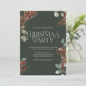 Uitnodiging voor een rustieke kerstfeest, groene k (Staand voorkant)