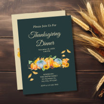Uitnodiging voor een rustieke Thanksgiving-diner p