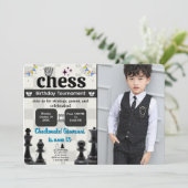 Uitnodiging voor een schaakverjaardagsfeestje met (Staand voorkant)