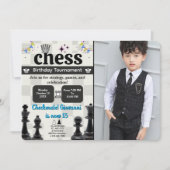 Uitnodiging voor een schaakverjaardagsfeestje met (Voorkant)