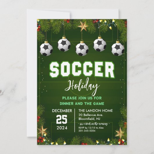 Uitnodiging voor een Soccer Holiday Party (Voorkant)
