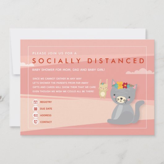 Uitnodiging voor een sociaal gedistantieerd babysh (Voorkant)