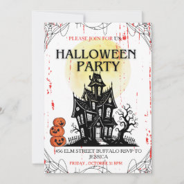 Uitnodiging voor een spookhuis Halloween-feest!