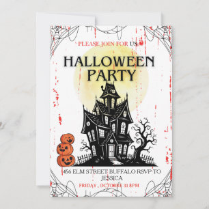 Uitnodiging voor een spookhuis Halloween-feest!