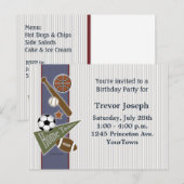 Uitnodiging voor een sportverjaardagsfeestje (Voorkant / Achterkant)