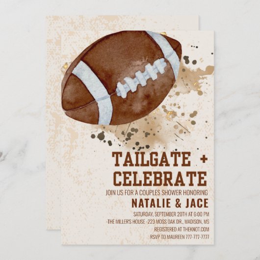 UITNODIGING VOOR EEN TAILGATE FEESTSHOWER (Voorkant / Achterkant)