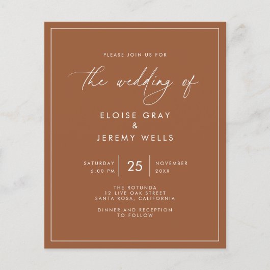Uitnodiging voor een terracottal Wedding (Voorkant)