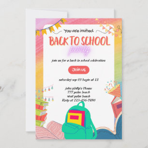 uitnodiging voor een terug naar school feestje