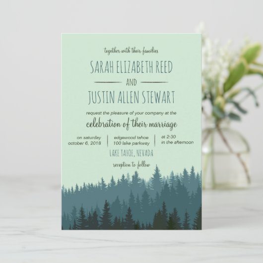 Uitnodiging voor een trouwe bruiloft in Rustic Mou (Staand voorkant)