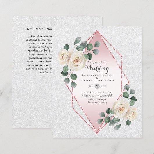 Uitnodiging voor een trouwfeest met diamantvormig  (Voorkant / Achterkant)