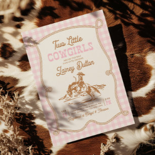 Uitnodiging voor een twin-cowgirl-babyfeest