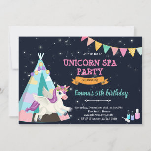 Uitnodiging voor een unicorn spa-logeerpartij