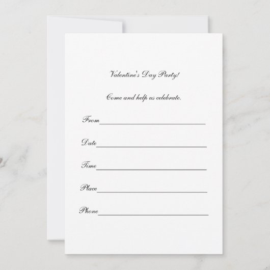 Uitnodiging voor een Valentijnsdag Party (Achterkant)