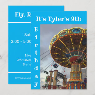 Uitnodiging voor een verjaardagsfeest in een pretp