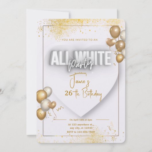 Uitnodiging voor een verjaardagsfeest in geheel wi (Voorkant)
