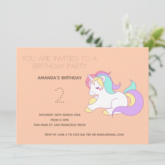 Uitnodiging voor een verjaardagsfeest met een leuk (Staand voorkant)