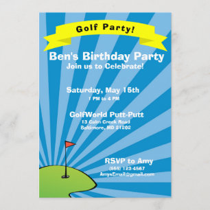 Uitnodiging voor een verjaardagsfeestje met golfth