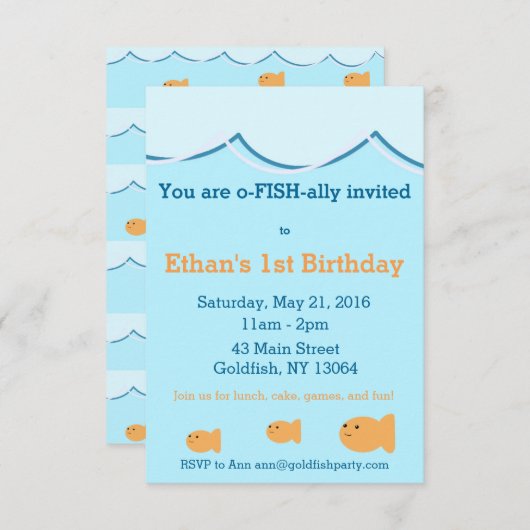 Uitnodiging voor een verjaardagsfeestje voor goudv (Voorkant / Achterkant)