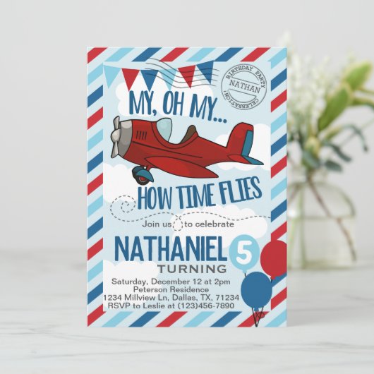 Uitnodiging voor een verjaardagsfeestje voor vlie (Staand voorkant)