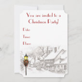 Uitnodiging voor een vintage Christmas Town Party (Achterkant)