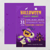 Uitnodiging voor een vintage Halloween-feest,Verkl (Voorkant / Achterkant)