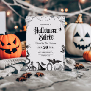 Uitnodiging voor een vintage Halloween-soiree voor