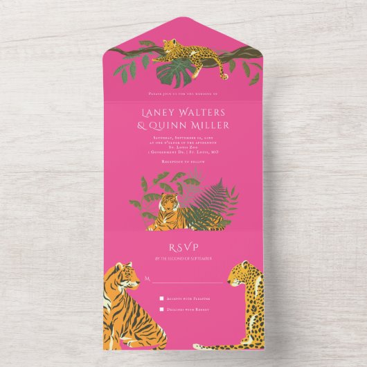 Uitnodiging voor een Wild Safari Big Cats-huwelijk (Binnen)