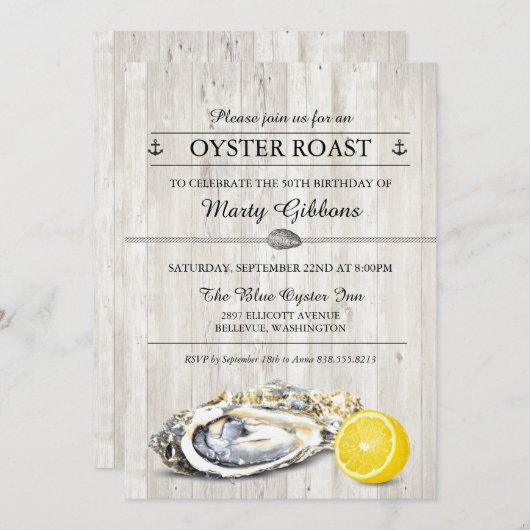 Uitnodiging voor een zeil- en zeevruchtenfeest met (Voorkant / Achterkant)