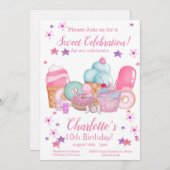 Uitnodiging voor een zoete partij, Editable Birthd (Voorkant / Achterkant)