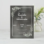 Uitnodiging voor een zwart-minimalistisch huwelijk (Staand voorkant)