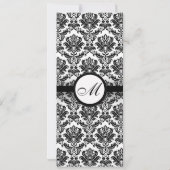Uitnodiging voor een zwart-wit Damask Monogram Wed (Achterkant)