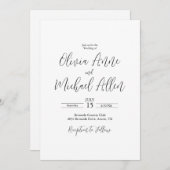 Uitnodiging voor een zwart-wit legant script bruil (Voorkant / Achterkant)