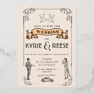 Uitnodiging voor een zwart-wit  Retro Weddenschap