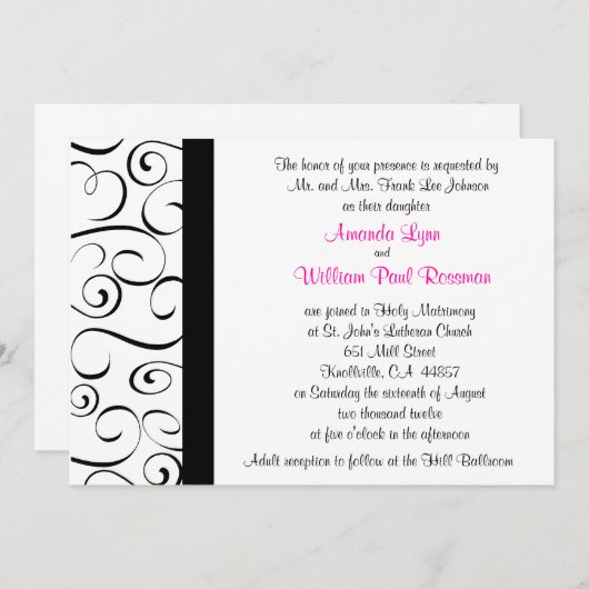 Uitnodiging voor een zwart-withuwelijk (Voorkant / Achterkant)