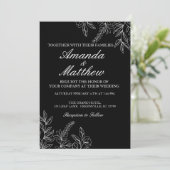 Uitnodiging voor een zwart-witte bruiloft (Staand voorkant)