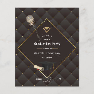 Uitnodiging voor een zwarte en Gold Virtual Gradup Flyer