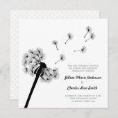 Uitnodiging voor een zwarte en witte dandelion bru (Voorkant / Achterkant)