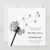 Uitnodiging voor een zwarte en witte dandelion bru (Voorkant)