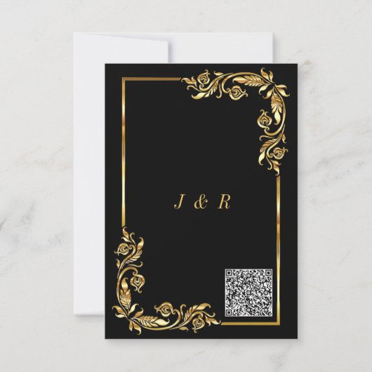 Uitnodiging voor een zwarte gouden bruiloft met uw (Achterkant)