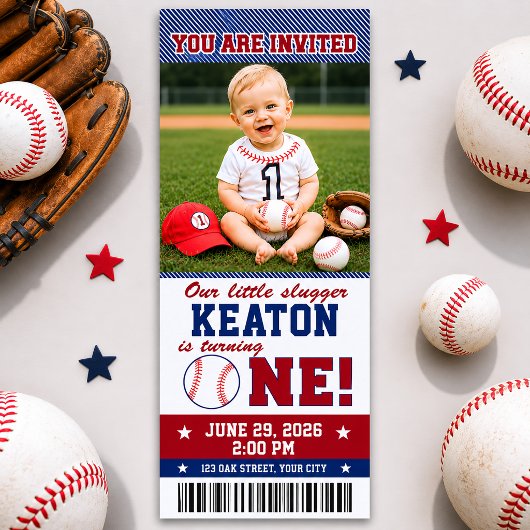 Uitnodiging voor eerste verjaardag honkbal