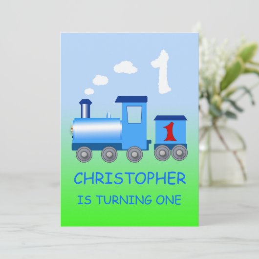 Uitnodiging voor eerste verjaardag van de kleine t (Staand voorkant)