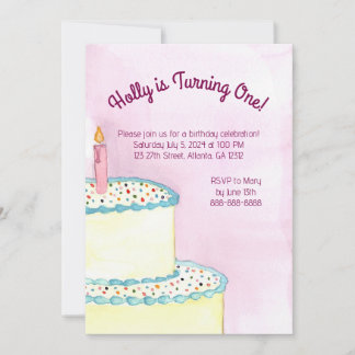 Uitnodiging voor eerste verjaardagsfeestje - Cake 