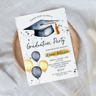 Uitnodiging voor eindexamenfeest met modern schrif