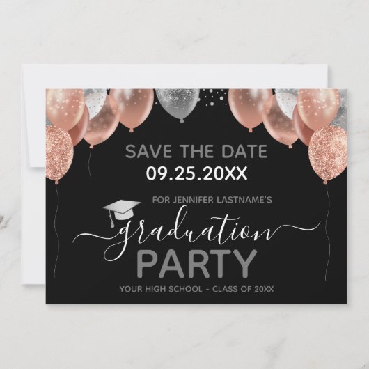 Uitnodiging voor eindexamenfeest om datum te reser (Voorkant)