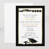 Uitnodiging voor Elegant Black and Gold Graduation (Voorkant / Achterkant)
