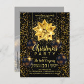 Uitnodiging voor Elegant Black Gold-kerst (Voorkant / Achterkant)