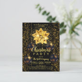 Uitnodiging voor Elegant Black Gold-kerst (Staand voorkant)